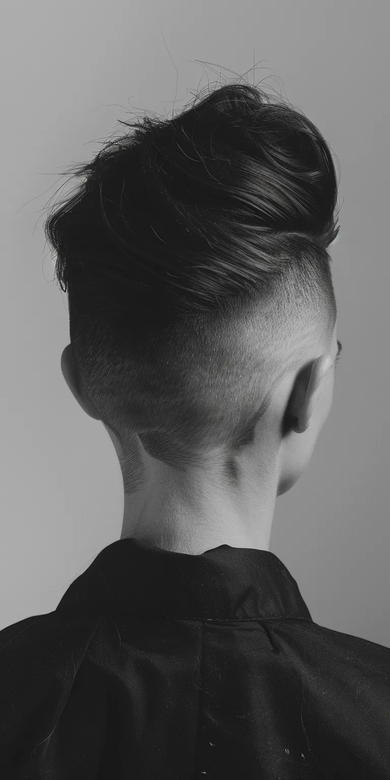 skin fade haircuts Pompadour, Mohawk, Short brush cut, Asymmetric back and sides