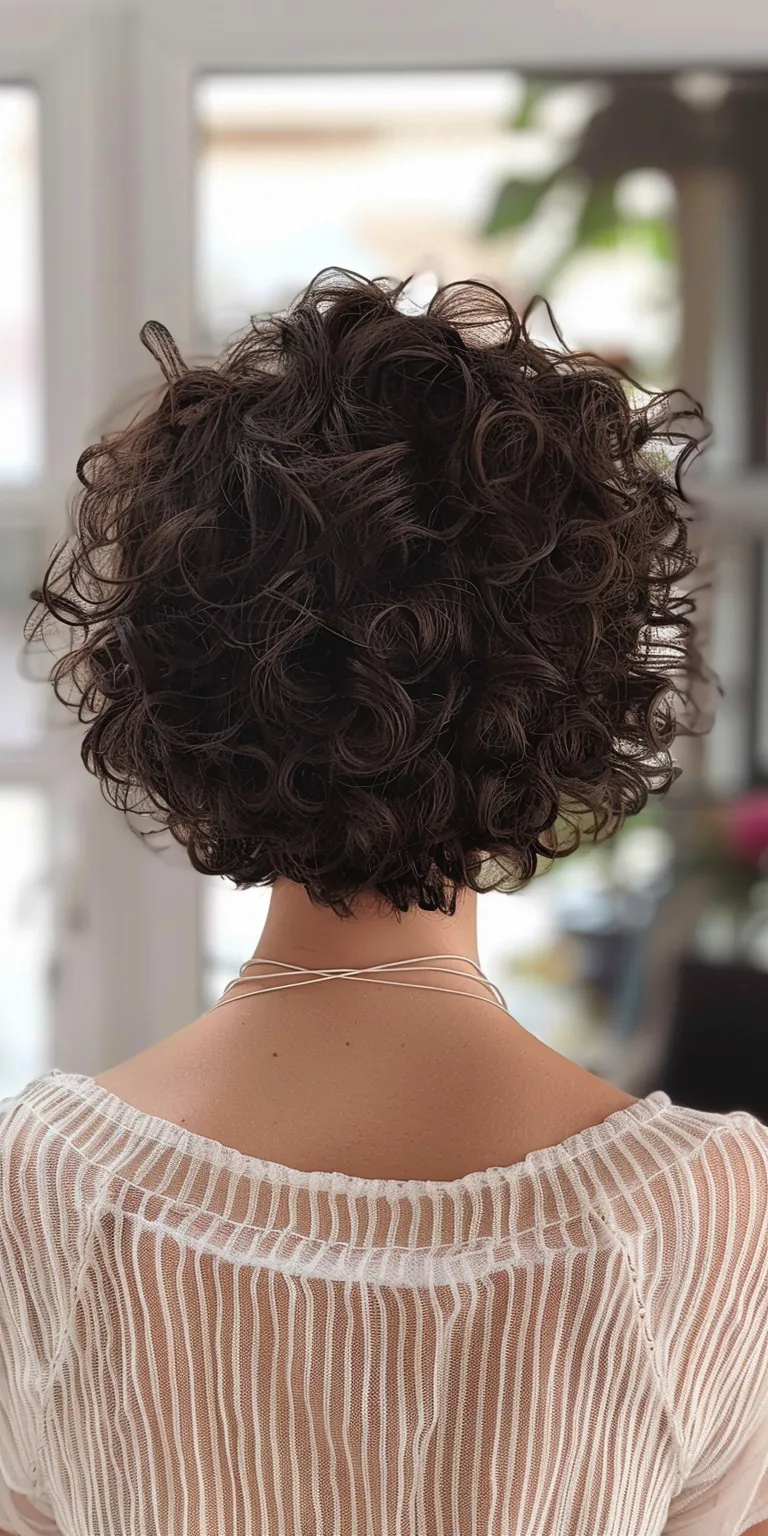 short curly hairstyles Digital perm, Ringlets, Updo, Asymmetric cut, Curly hair