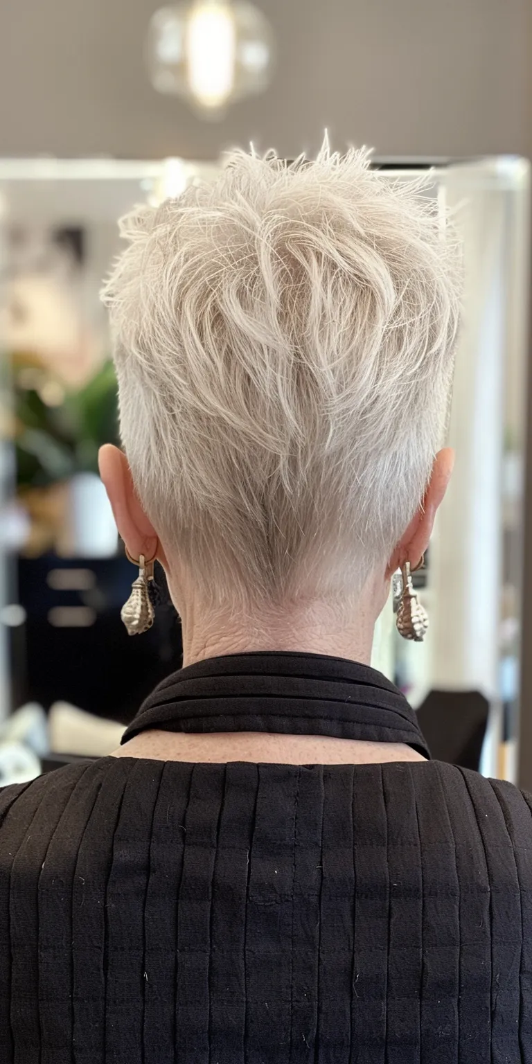 pixie cuts for women over 60 Short brush cut, Asymmetric Pompadour, Pixie Professional cut