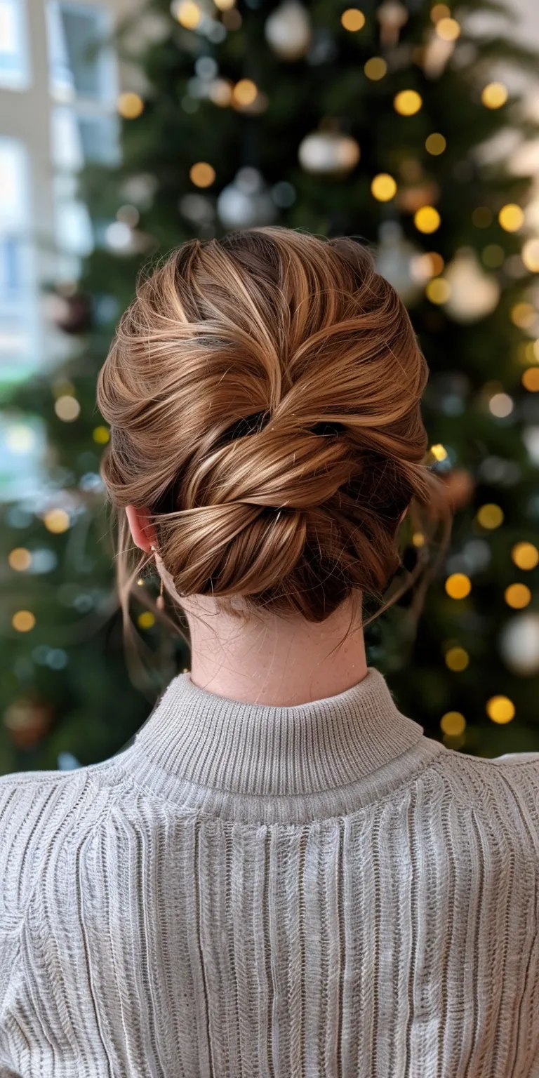 christmas hairstyles Updo, French twist, Chignon, braid, Milkmaid braid