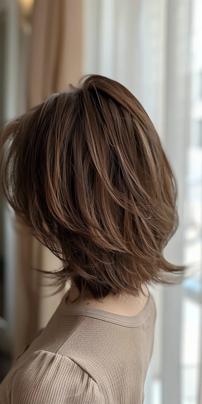 medium length layered haircuts Asymmetric cut, Layered hair, Short brush Bob Professional cut