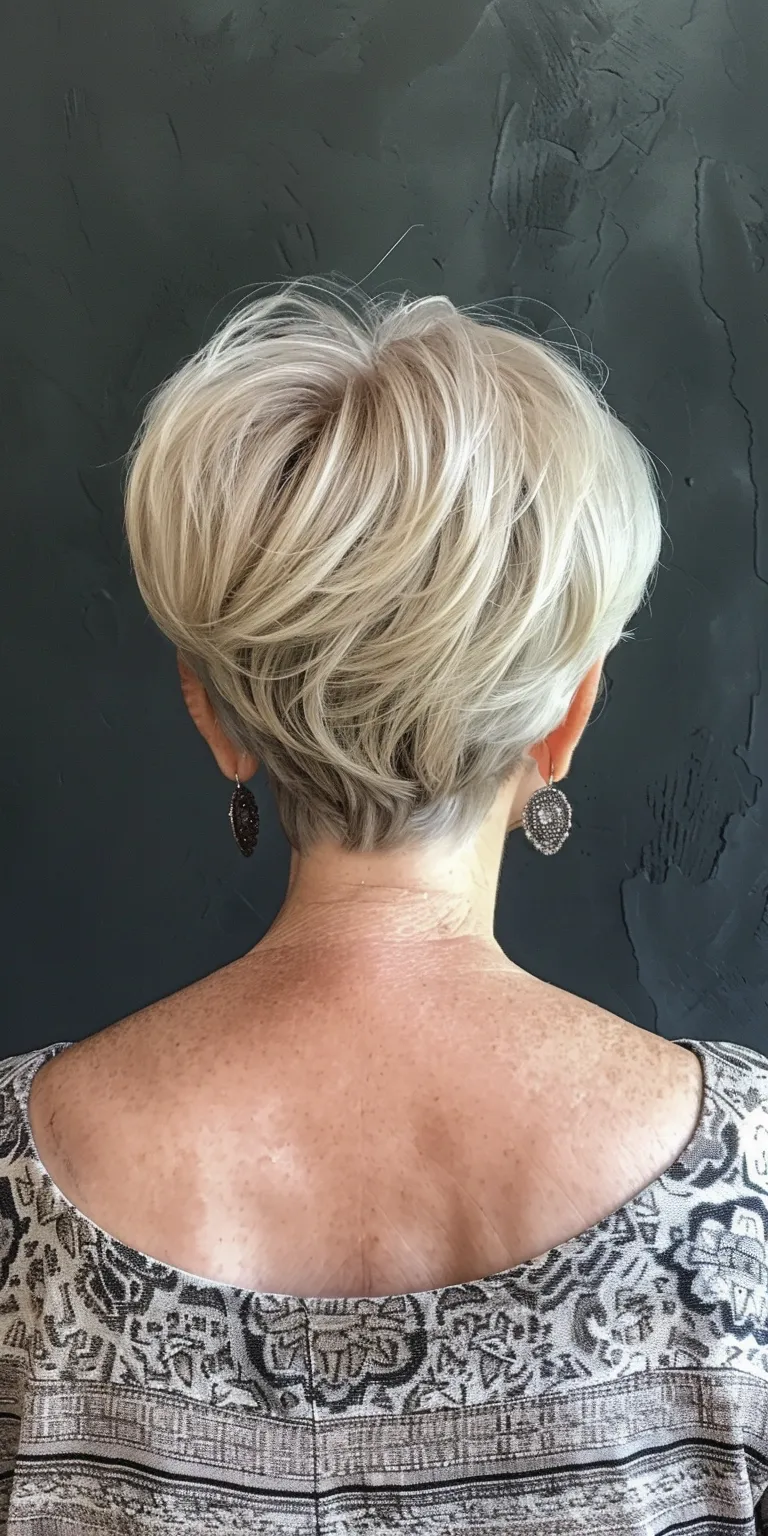 short haircuts for women over 50 Asymmetric cut, Short brush Pixie Updo, French twist