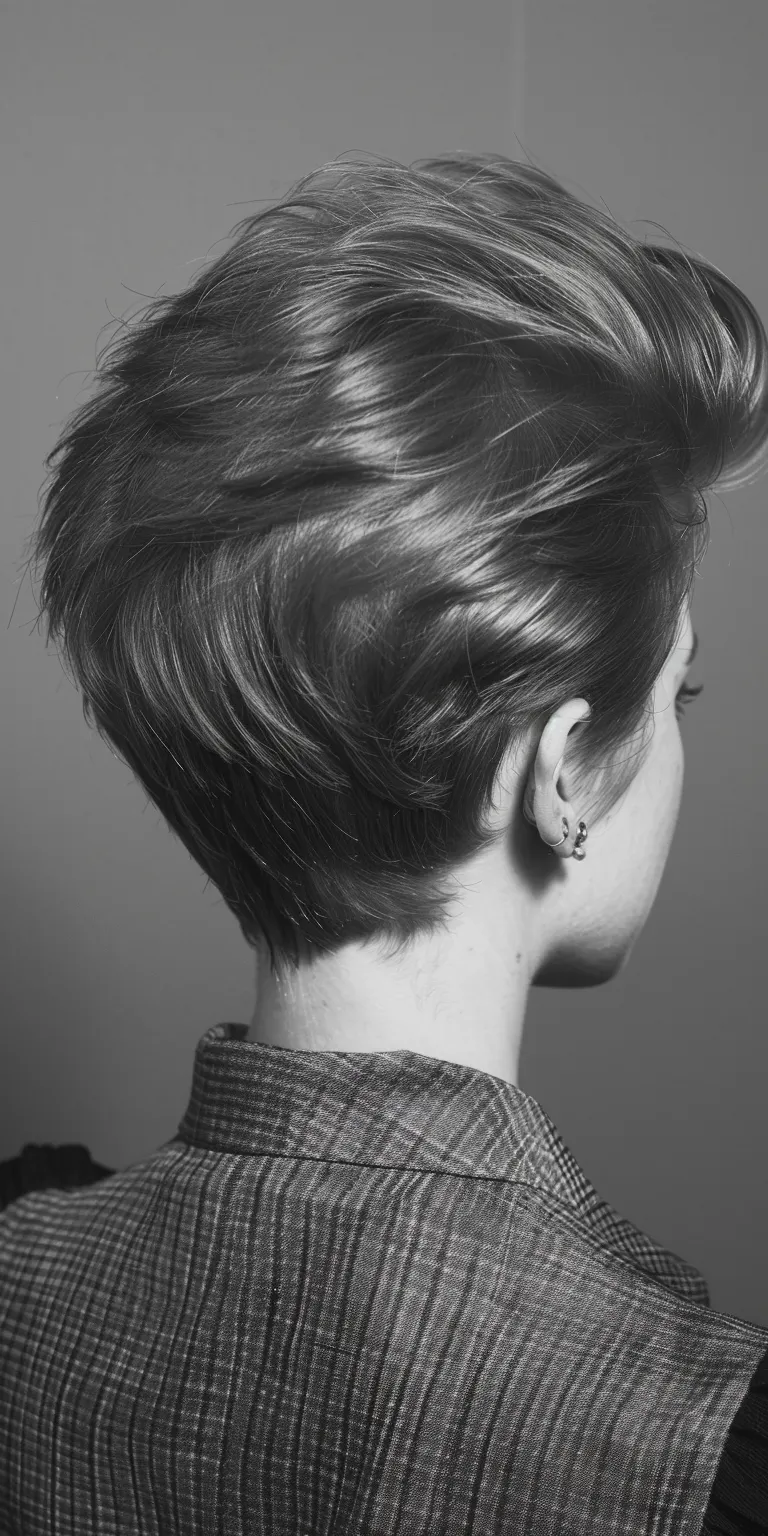 70's hairstyles female Asymmetric cut, Chignon, Pompadour, Pixie Updo