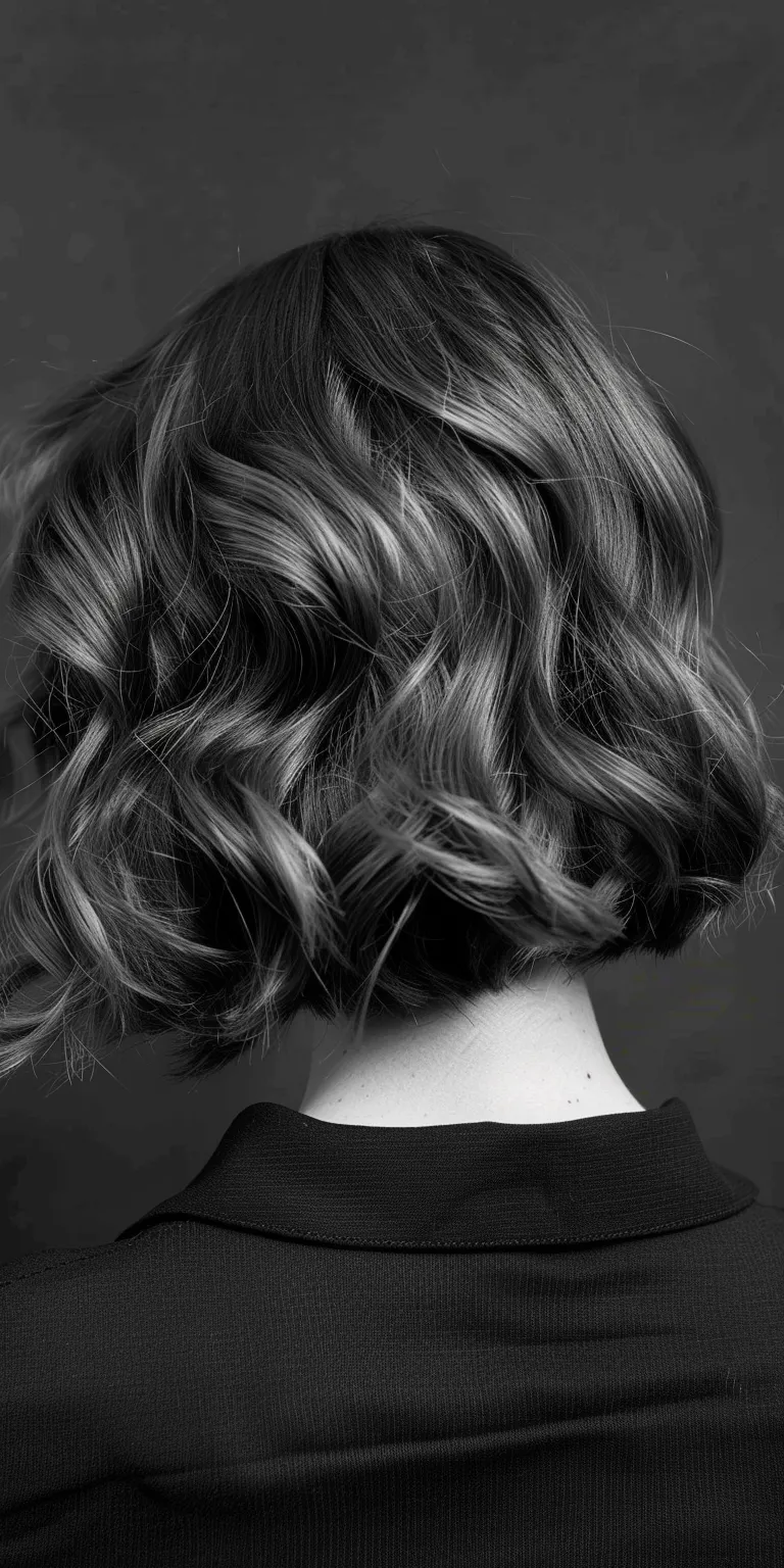 wavy bob Asymmetric cut, Chignon, Ringlets, Digital perm, Layered hair