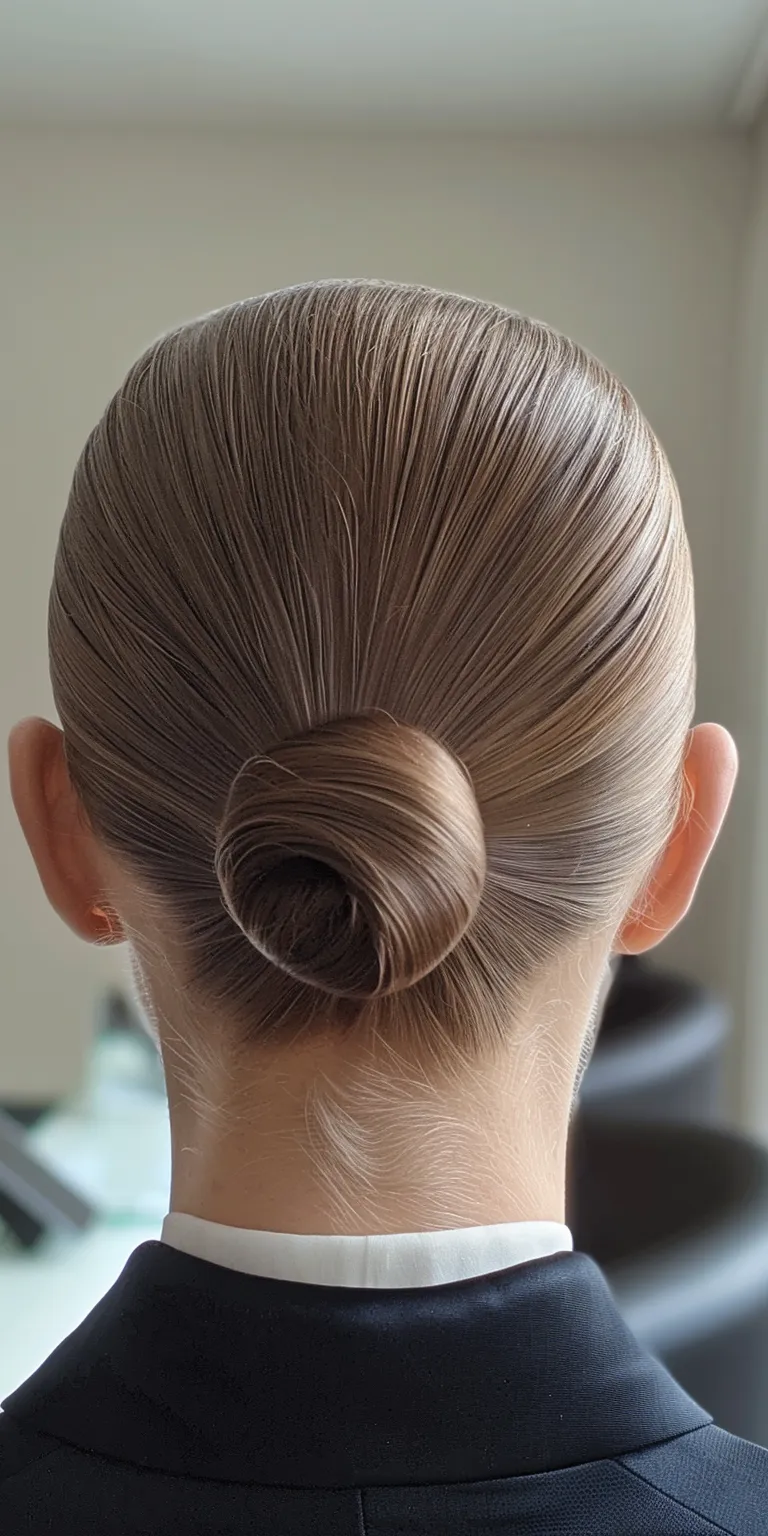 slick back hairstyle Updo, Chignon, Ballerina bun, French twist, Asymmetric cut