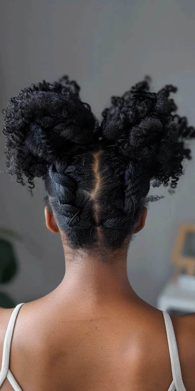 cute natural hairstyles Afro puffs, French twist, Hair twists, Kinky hair, Updo