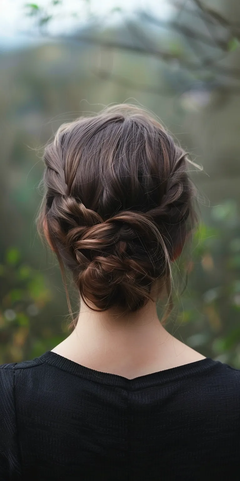 difference hair styles Updo, Chignon, Milkmaid braid, French twist