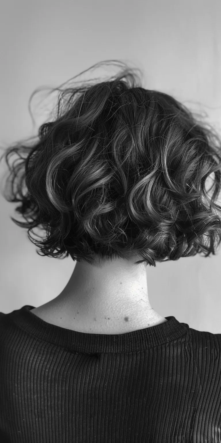 short wavy haircuts Asymmetric cut, Digital perm, Bob Short brush Layered hair