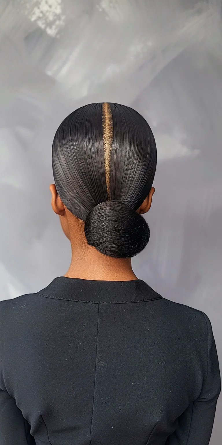 slick back ponytail French twist, Chignon, Asymmetric cut, Updo, Ballerina bun