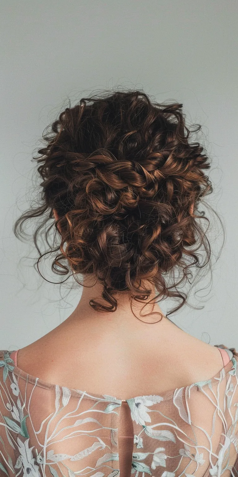 easy hairstyles for curly hair Milkmaid braid, Ringlets, Updo, Digital perm, Chignon