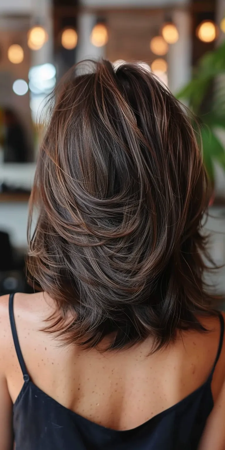 medium length layered hairstyles Layered hair, Asymmetric cut, Bob Short brush Professional cut