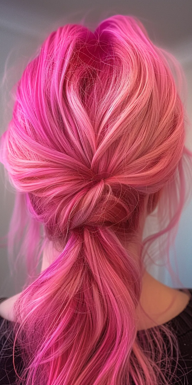 pink hair styles Waterfall braids, French twist, Updo, braid, Braid