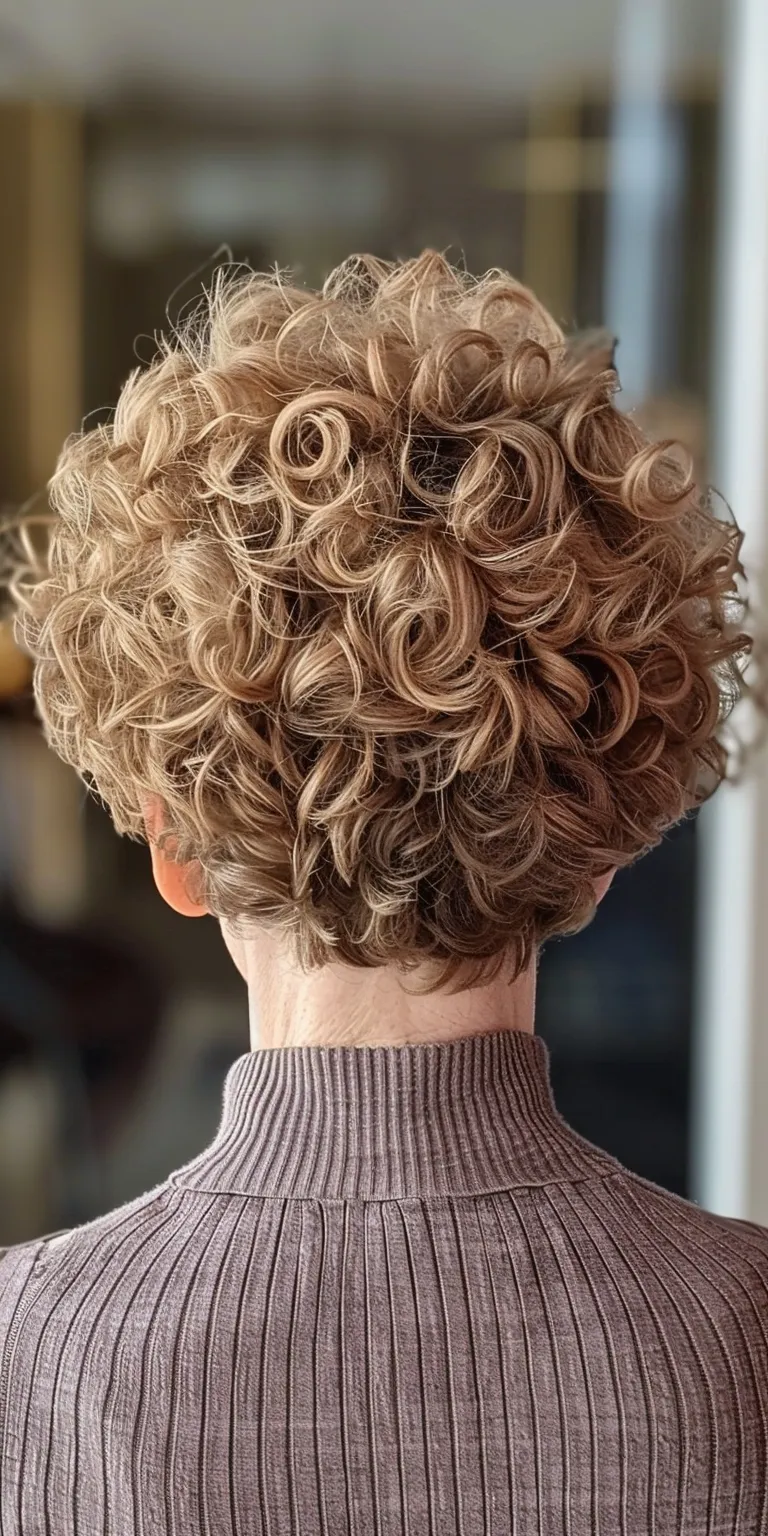 short curly hairstyles for women Digital perm, Updo, Asymmetric cut, French twist, Professional cut