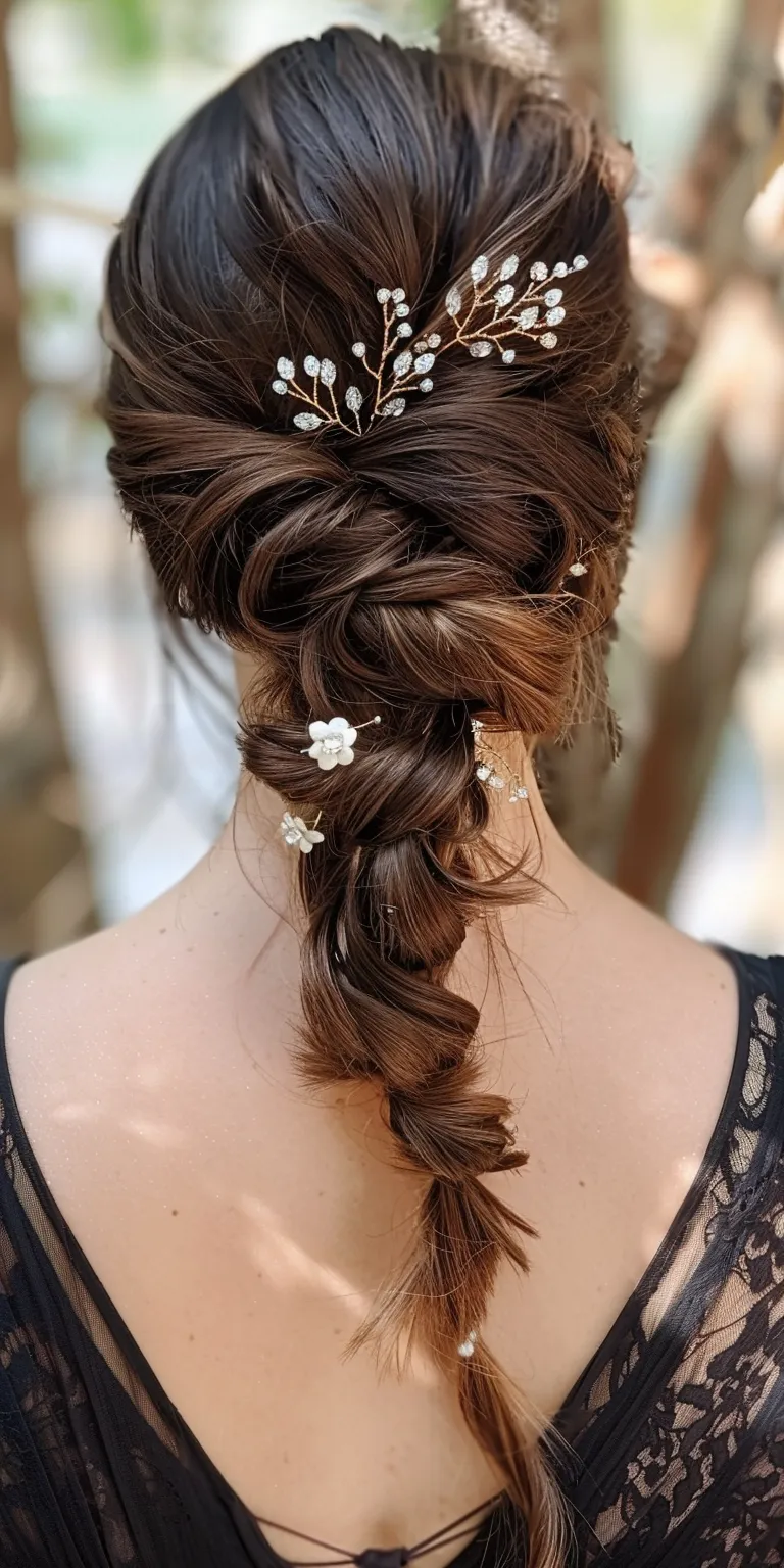 hair clip styles Updo, Boho braids, Waterfall Milkmaid braid, French twist