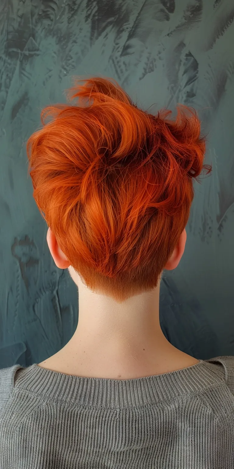 short red hair styles Asymmetric cut, Pompadour, Pixie Feathered hair, Bouffant