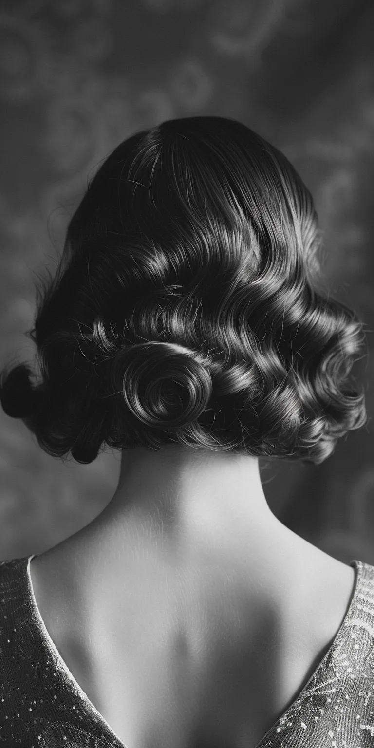 40s hairstyles Finger wave, Chignon, Milkmaid braid, Updo, Ringlets