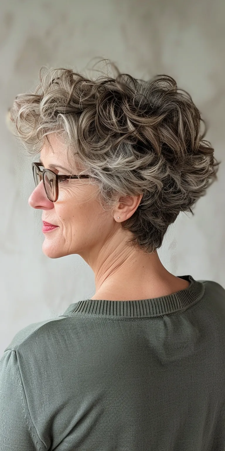 short hairstyles for over 50 with glasses Digital perm, Layered hair, Updo, Historical Christian hairstyles, Pompadour