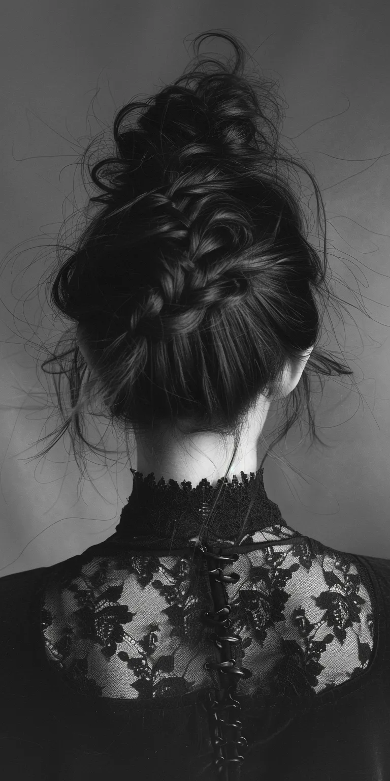 goth hairstyles Chignon, Updo, French braid, Milkmaid twist