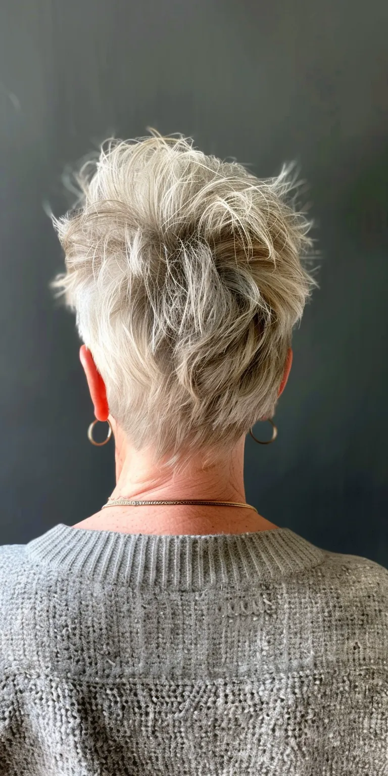 short haircuts for older women Short brush cut, Asymmetric Pompadour, Updo, Digital perm