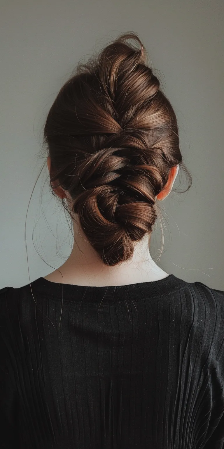 simple hairstyles Updo, Chignon, French twist, braid, Braid