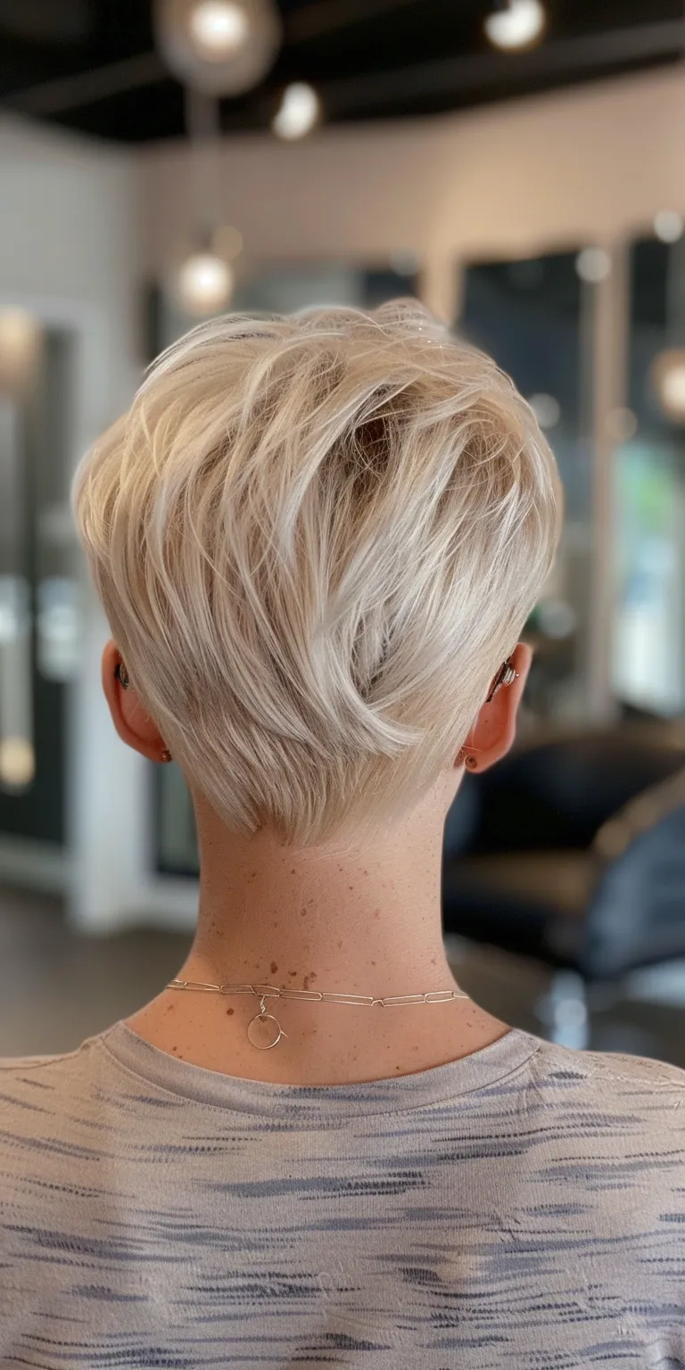 short blonde haircuts Short brush cut, Asymmetric Pixie Professional Butterfly haircut