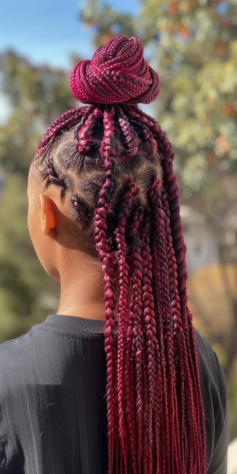 burgundy knotless braids Waterfall braids, Cornrows, Hair twists, Boho Crochet