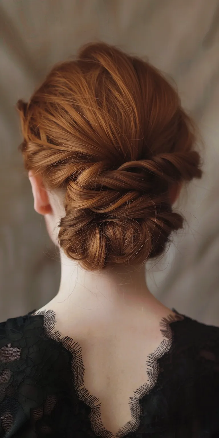 professional hairstyle Updo, Milkmaid braid, French Chignon, Braid