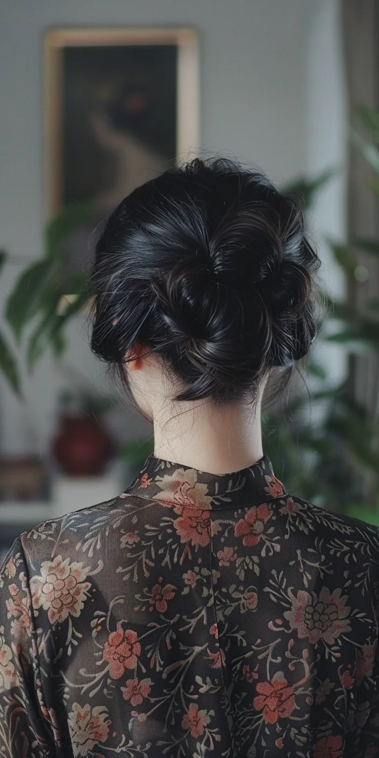 asian hairstyles Updo, Japanese women's hairstyles, Chignon, Milkmaid braid, Ballerina bun