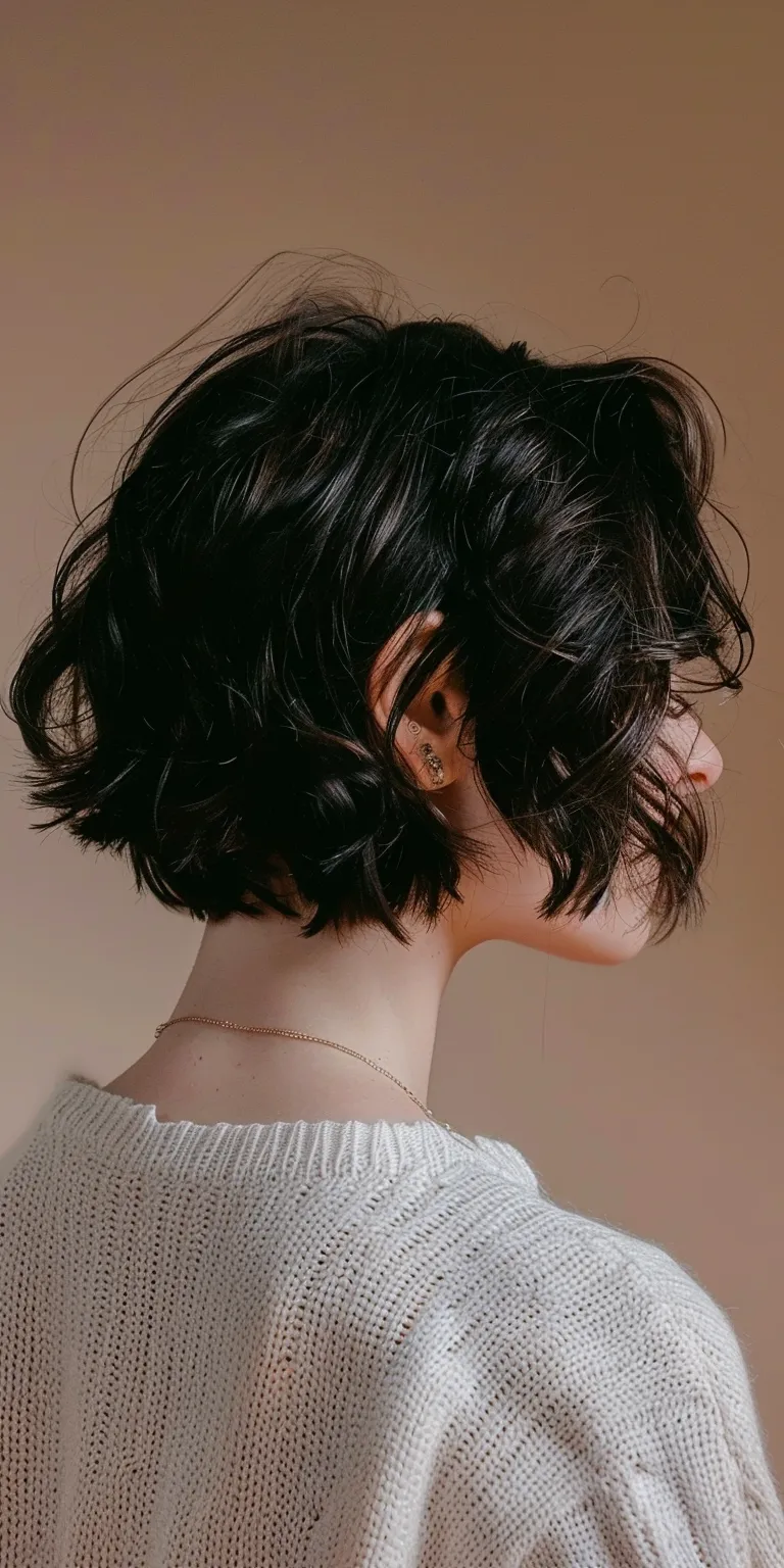 short choppy hairstyles Asymmetric cut, Updo, Japanese women's hairstyles, Digital perm, Butterfly haircut