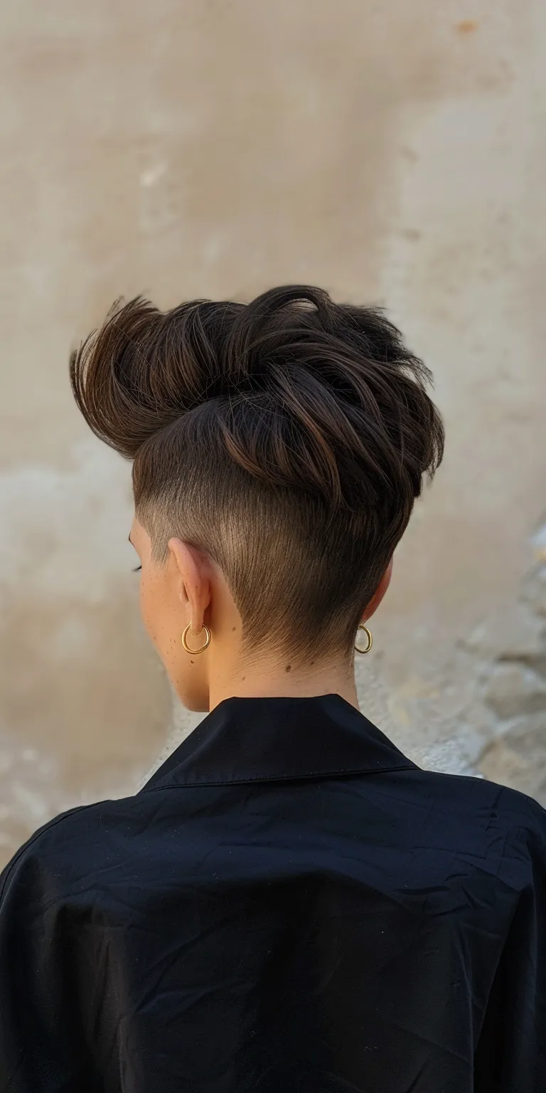 undercut hair styles Pompadour, Asymmetric cut, Mohawk, French twist, Updo