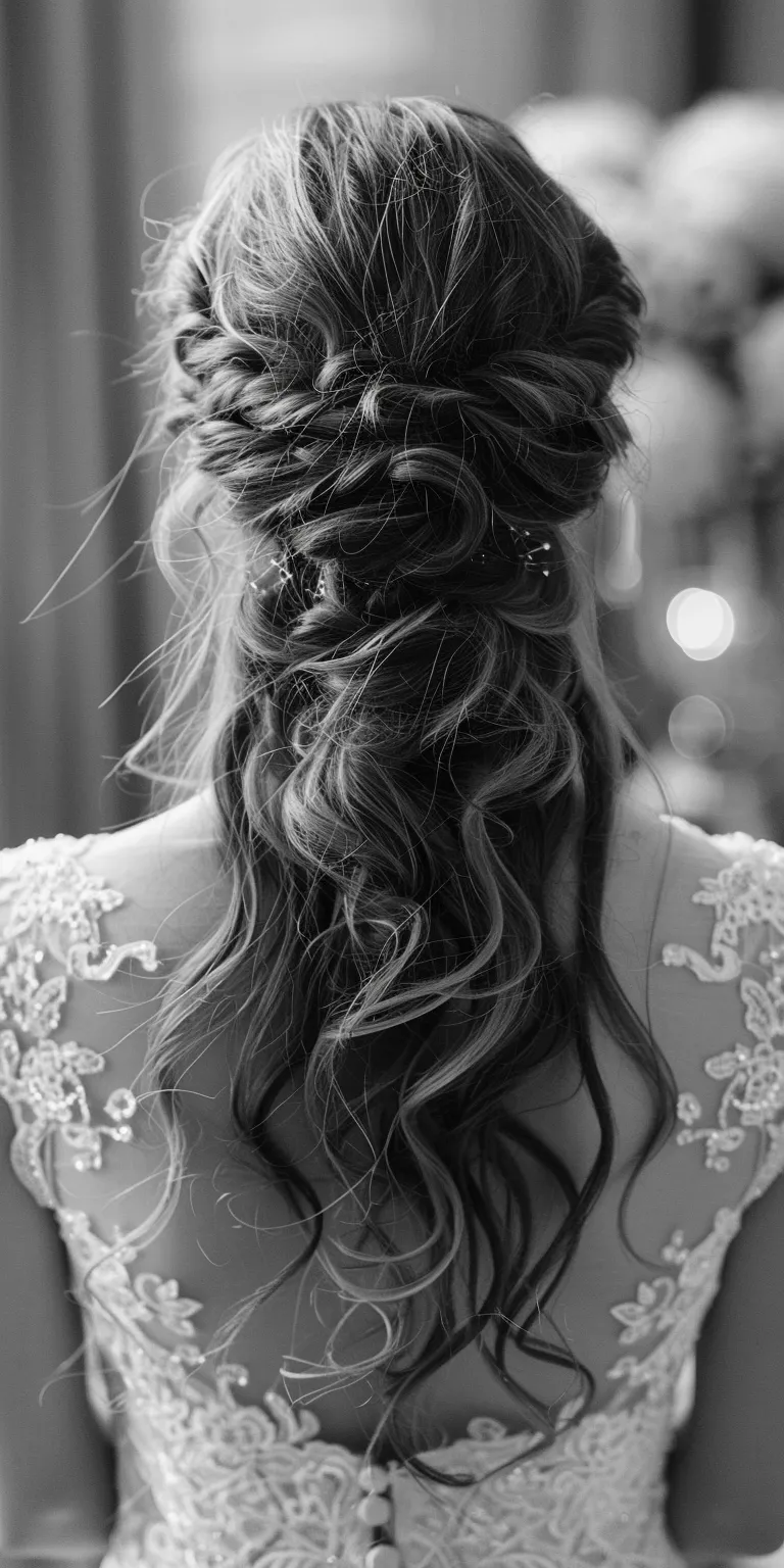 long hair wedding styles Waterfall braids, French braid, Boho Chignon, Braid