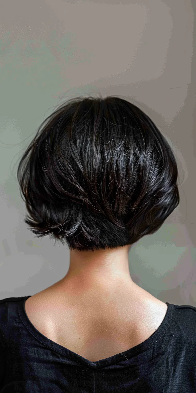 short layered hairstyles Asymmetric cut, Japanese women's hairstyles, Digital perm, Bob Short brush cut