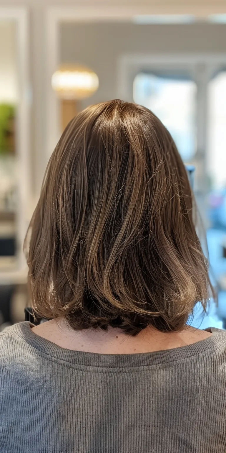 shoulder length haircuts for thin hair Short brush cut, Asymmetric Digital perm, Bob Professional cut