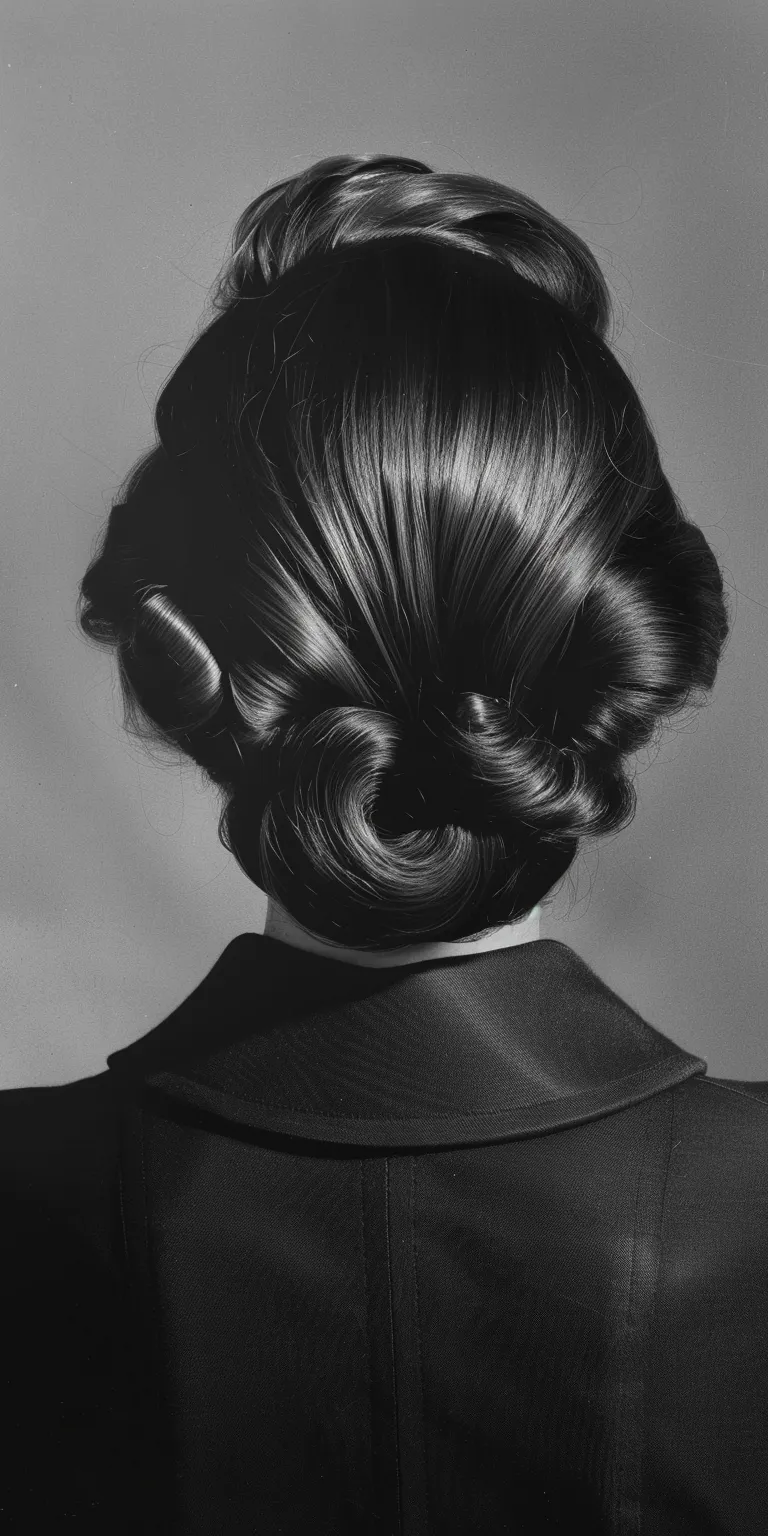 ducktail hairstyle Chignon, Finger wave, Updo, French twist, Milkmaid braid