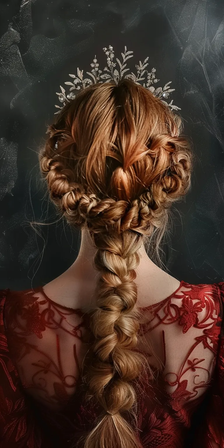 crown hairstyle Milkmaid braid, French Updo, Historical Christian hairstyles, Waterfall braids