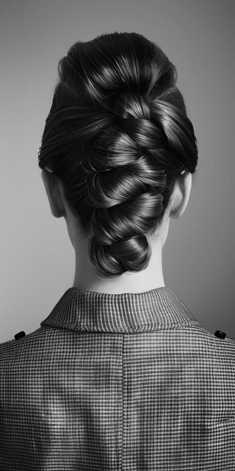 ducktail hairstyle Chignon, French twist, Updo, Milkmaid braid, braid