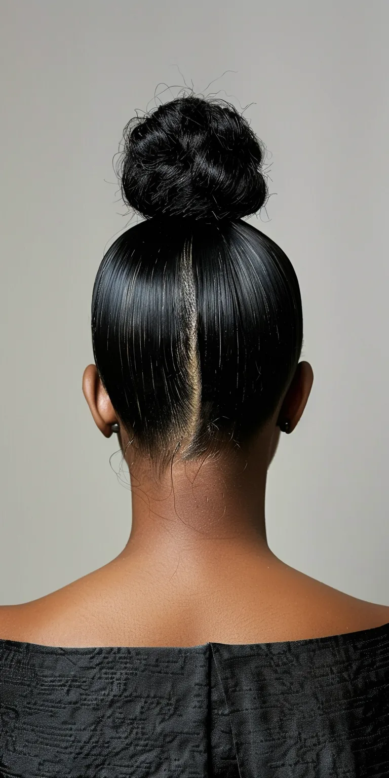 high ponytail hairstyles Chignon, French twist, Asymmetric cut, Kinky hair, Finger wave