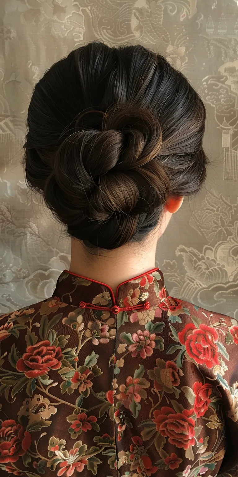 chinese hairstyle Japanese women's hairstyles, Updo, Chignon, French twist, Milkmaid braid