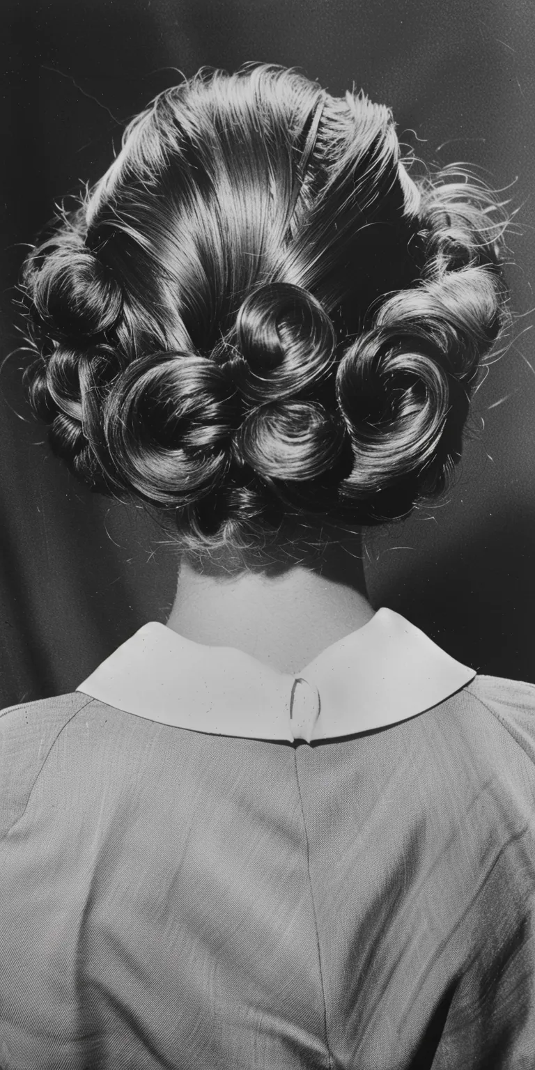 1950 hairstyles Chignon, Updo, Milkmaid braid, Finger wave, Bouffant