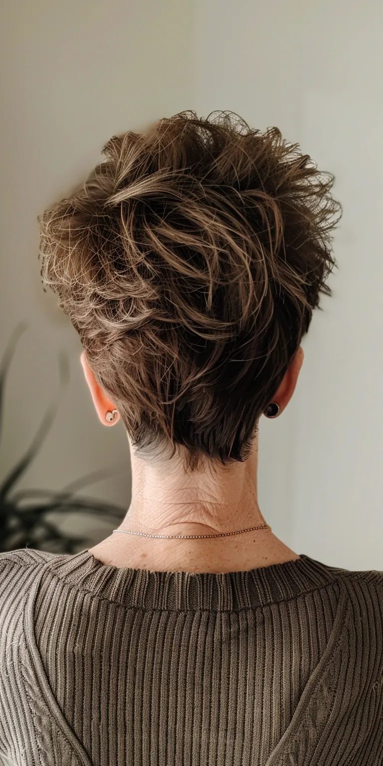 short shag haircuts for women Short brush cut, Asymmetric French twist, Digital perm, Professional cut