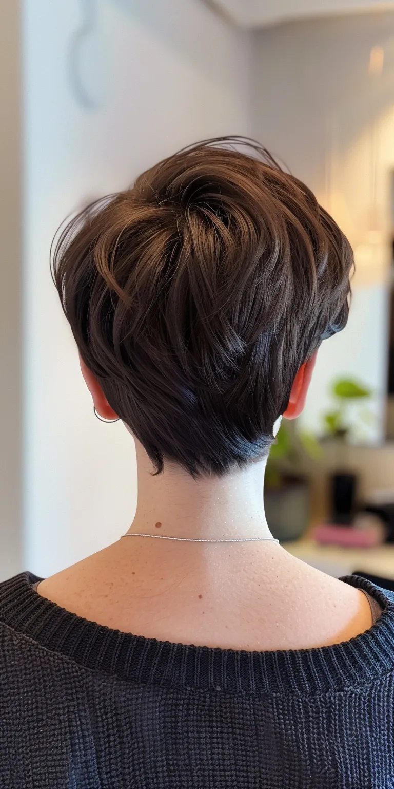 vcut hair style Asymmetric cut, Short brush Digital perm, Professional Pixie cut