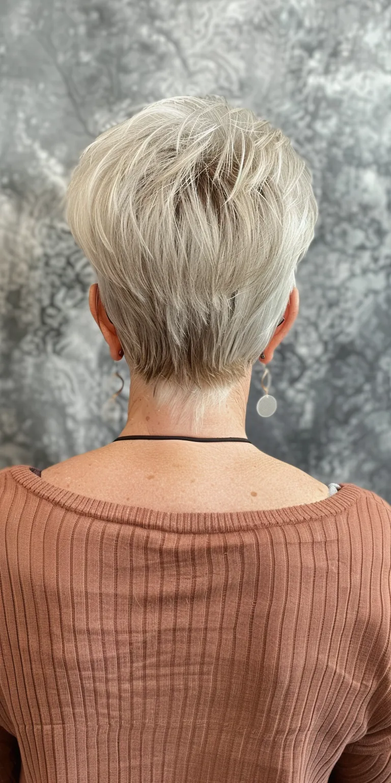 short hair styles Asymmetric cut, Short brush Pixie Pompadour, Digital perm