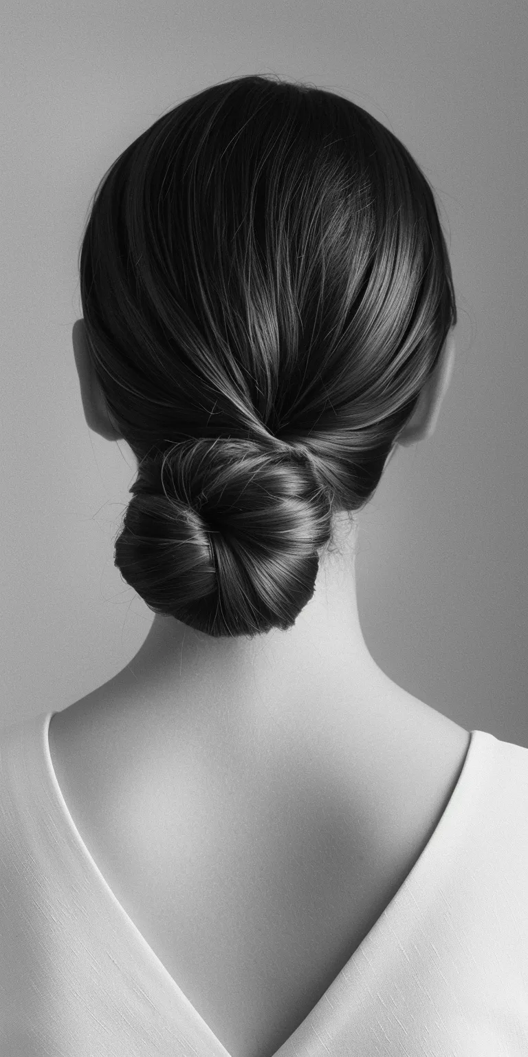 slick back bun Chignon, Updo, French twist, Ballerina bun, braid