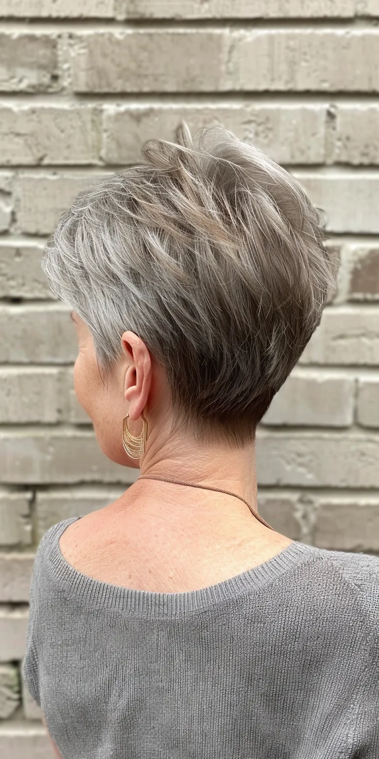 short hairstyles for mature women Asymmetric cut, Short brush Pixie Pompadour, Digital perm