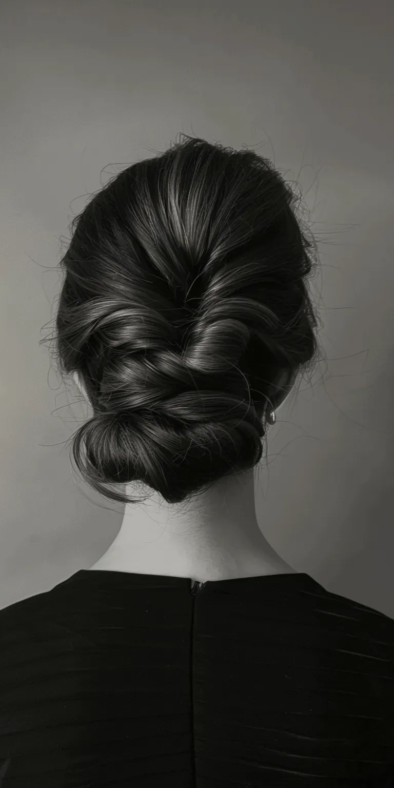 professional hairstyle Chignon, Updo, French twist, braid, Milkmaid braid