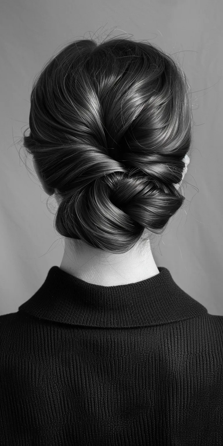 vcut hair style Chignon, Updo, French twist, braid, Milkmaid braid