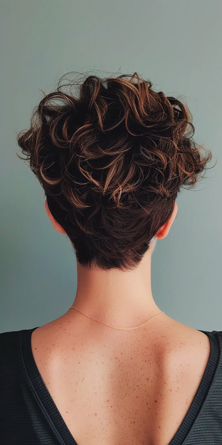 short haircuts for wavy hair Asymmetric cut, Updo, Chignon, Digital perm, Short brush cut