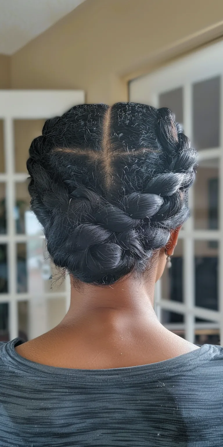 loc and twist gel Updo, French twist, Finger wave, Waterfall braids, Chignon