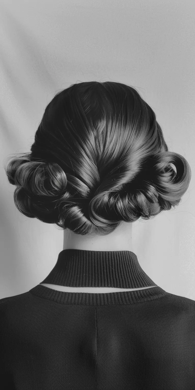 1930s hairstyles Chignon, Finger wave, Updo, French twist, Milkmaid braid