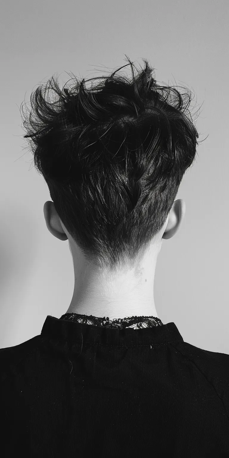 black short haircuts Asymmetric cut, Pompadour, Tonsure, Short brush Butterfly haircut